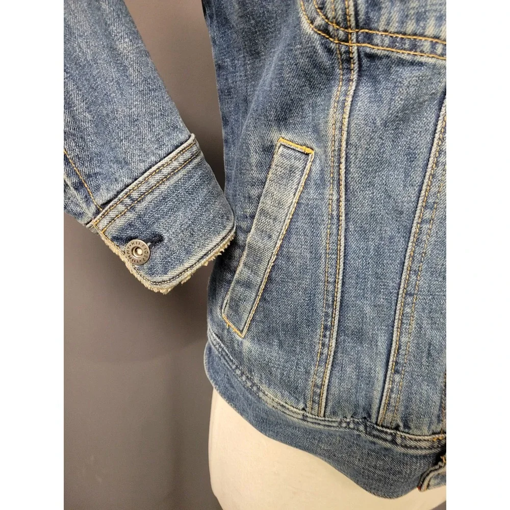 Vintage y2k Tommy Hilfiger‎ Denim Jacket Blue Sherpa Lined Trucker Size Small